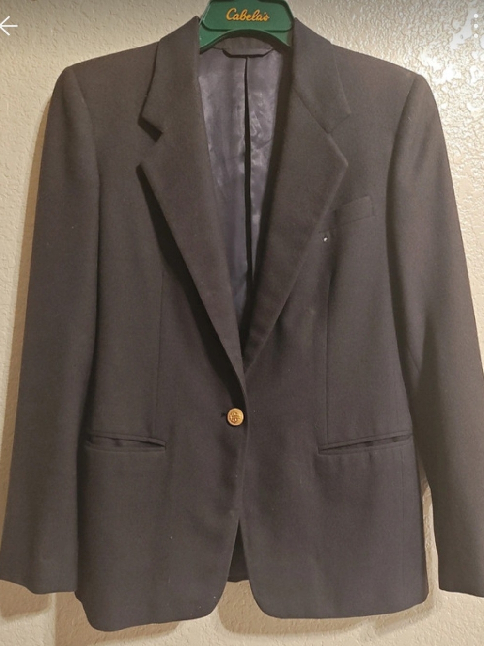 Nordstrom Women's Black Blazer with Gold-Tone Button